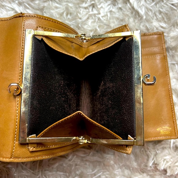 GUCCI Vintage Micro GG Logo Canvas Leather Bifold Wallet Black Sherry Line - Picture 7 of 13